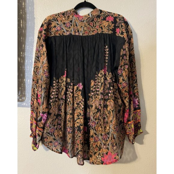 Tracy Reese Top 4 Silk Long Sleeve Floral Burnout Paisley Romantic Fairy Flowy - Picture 9 of 10